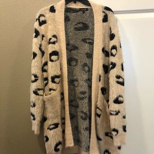 Leopard Eyelash Sweater Cardigan